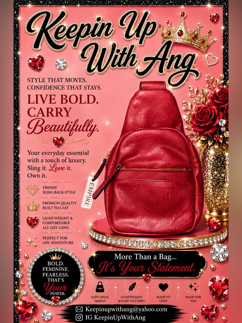 Red Sling Backpack - Stylish Women’s Crossbody Bag